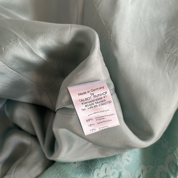 Talbot Runhof Dress Midi Fit Flare Sleeveless Floral 3D Embossed Teal Blue Small - Picture 9 of 13